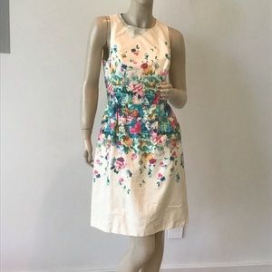 Maeve Anthropologie Floral Watercolor Fit and‎ Flare Dress 6